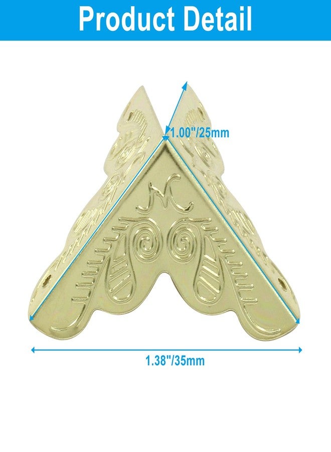 Marvexi 48 PCS Furniture Triangle Corner Protector 1" x 1" Antique Gold Metal Corner Guards Trim Decorative with Screws for Storage Box Cabinet Wooden Chest etc - Image 4